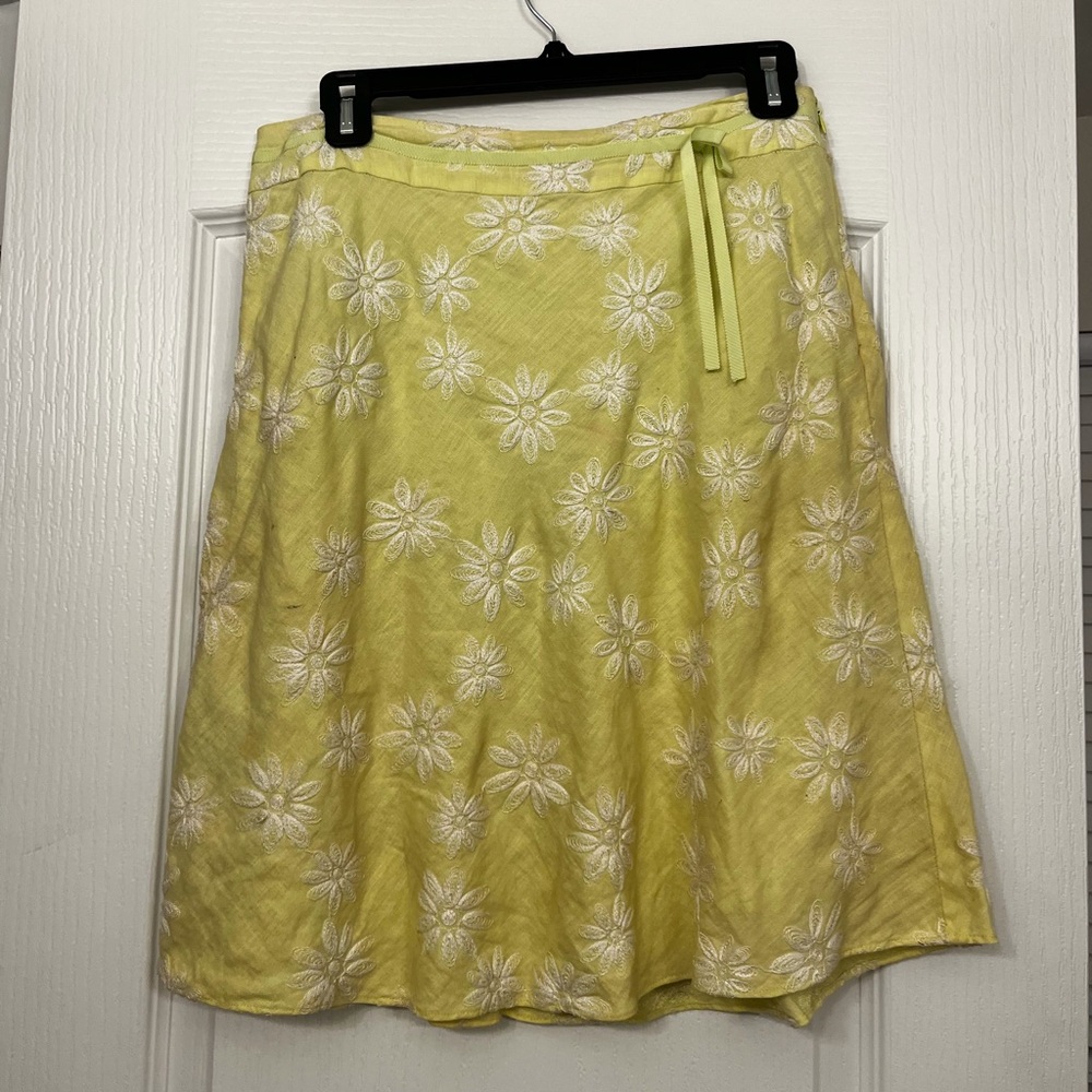 ANN TAYLOR Yellow Floral Skirt 6P